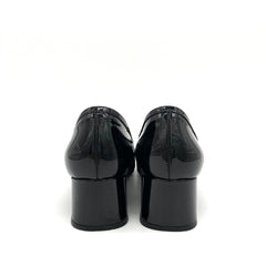 Prada Black Patent Leather Block Heel Loafer Pumps Size 38.5