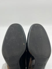 Prada Black Patent Leather Block Heel Loafer Pumps Size 38.5