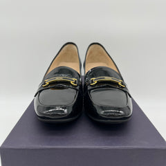 Prada Black Patent Leather Block Heel Loafer Pumps Size 38.5