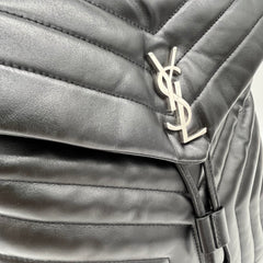 Saint Laurent  Calfskin Y Quilted Monogram Medium Loulou Backpack Black