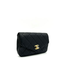 Chanel  Calfskin Quilted Flap Waist Bag Black 2019