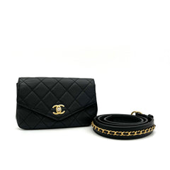 Chanel  Calfskin Quilted Flap Waist Bag Black 2019