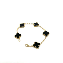 Vintage Alhambra bracelet, 5 motifs, 18K yellow gold, onyx.