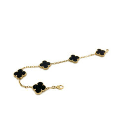 Vintage Alhambra bracelet, 5 motifs, 18K yellow gold, onyx.