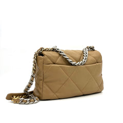 Chanel  Lambskin Quilted Large Chanel 19 Flap Dark Beige