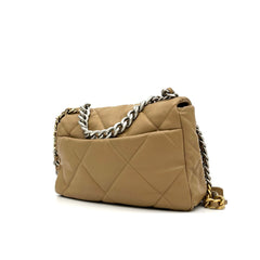 Chanel  Lambskin Quilted Large Chanel 19 Flap Dark Beige