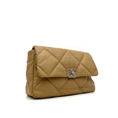 Chanel  Lambskin Quilted Large Chanel 19 Flap Dark Beige