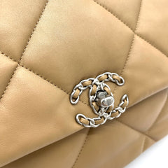 Chanel  Lambskin Quilted Large Chanel 19 Flap Dark Beige