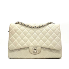 Chanel  Pearly Caviar Quilted Jumbo Double Flap Dark White 2013 (Countdown sale)