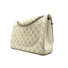 Chanel  Pearly Caviar Quilted Jumbo Double Flap Dark White 2013 (Countdown sale)