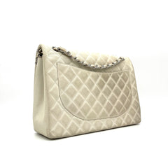 Chanel  Pearly Caviar Quilted Jumbo Double Flap Dark White 2013 (Countdown sale)