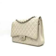 Chanel  Pearly Caviar Quilted Jumbo Double Flap Dark White 2013 (Countdown sale)