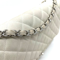 Chanel  Pearly Caviar Quilted Jumbo Double Flap Dark White 2013 (Countdown sale)