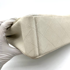 Chanel  Pearly Caviar Quilted Jumbo Double Flap Dark White 2013 (Countdown sale)