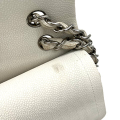 Chanel  Pearly Caviar Quilted Jumbo Double Flap Dark White 2013 (Countdown sale)