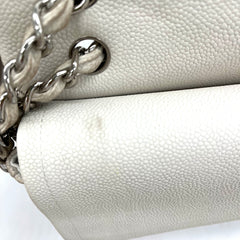 Chanel  Pearly Caviar Quilted Jumbo Double Flap Dark White 2013 (Countdown sale)