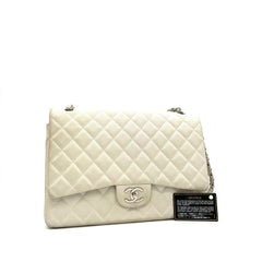 Chanel  Pearly Caviar Quilted Jumbo Double Flap Dark White 2013 (Countdown sale)