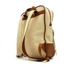 Gucci  Vintage Canvas Calfskin Web Backpack Sand Light Cuir