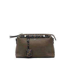 Fendi  Vitello Dolce Bi-Color FF 1974 Embossed Medium By The Way Boston Bag Maya Black