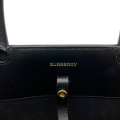 Burberry Small Title Vintage Canvas Black Leather Crossbody Bag