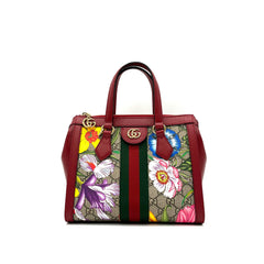 Gucci  GG Supreme Monogram Flora Web Small Ophidia Tote Bag Red
