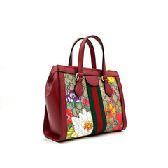 Gucci  GG Supreme Monogram Flora Web Small Ophidia Tote Bag Red