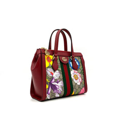 Gucci  GG Supreme Monogram Flora Web Small Ophidia Tote Bag Red