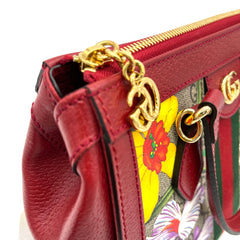 Gucci  GG Supreme Monogram Flora Web Small Ophidia Tote Bag Red