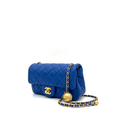 Chanel  Lambskin Quilted Pearl Crush Mini Rectangular Flap Blue