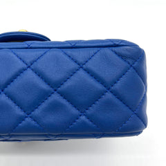 Chanel  Lambskin Quilted Pearl Crush Mini Rectangular Flap Blue