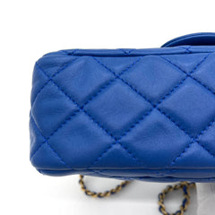 Chanel  Lambskin Quilted Pearl Crush Mini Rectangular Flap Blue