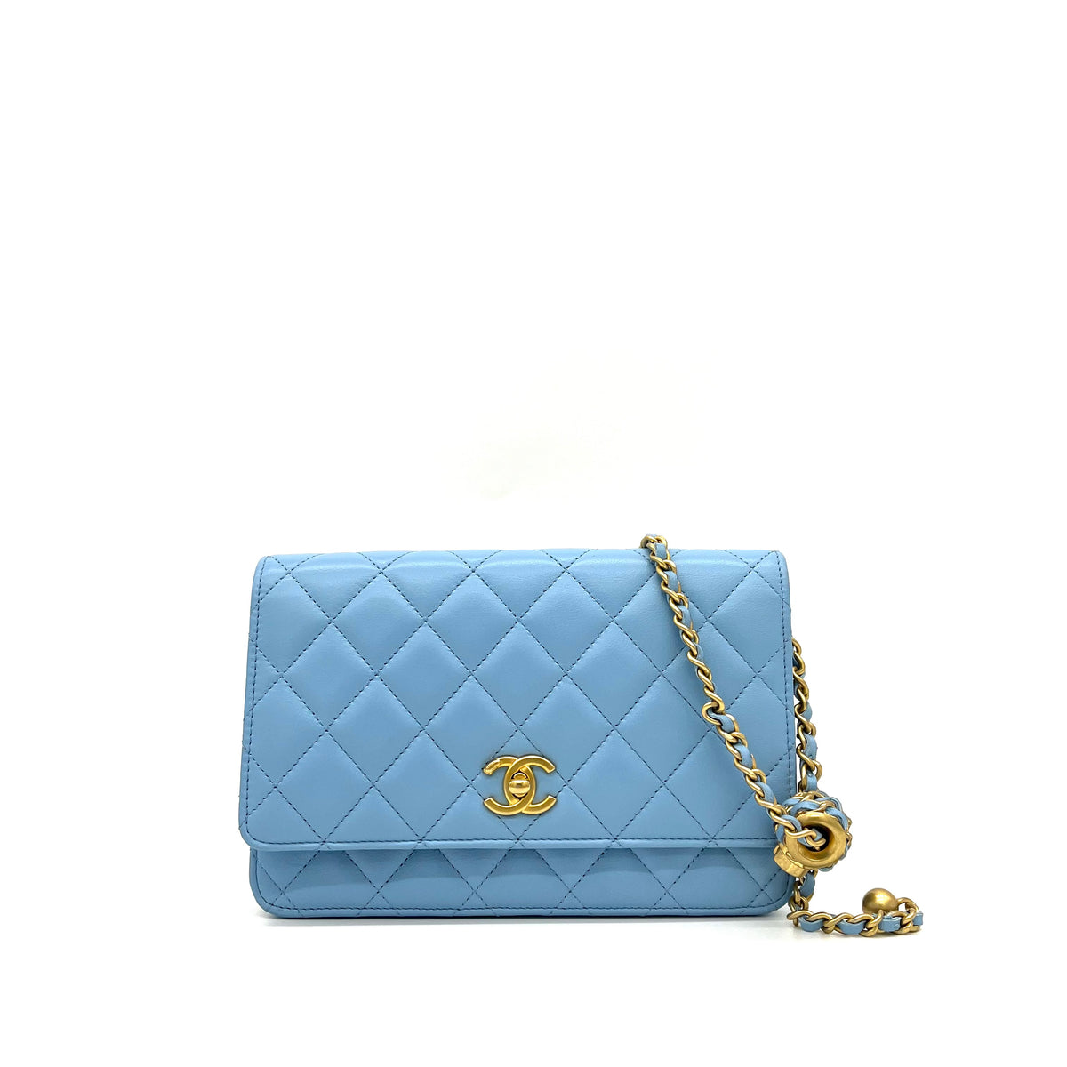 Chanel  Lambskin Quilted Pearl Crush Mini Rectangular Flap Light Blue