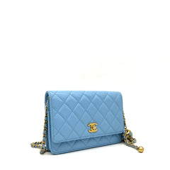 Chanel  Lambskin Quilted Pearl Crush Mini Rectangular Flap Light Blue