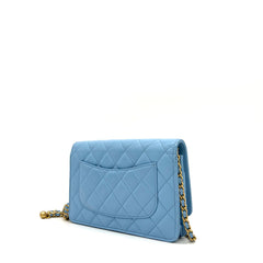 Chanel  Lambskin Quilted Pearl Crush Mini Rectangular Flap Light Blue