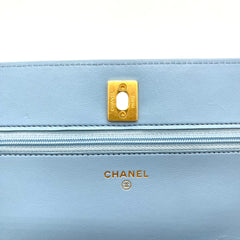 Chanel  Lambskin Quilted Pearl Crush Mini Rectangular Flap Light Blue