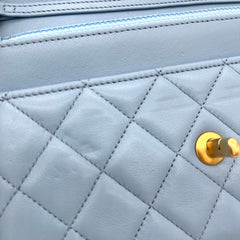 Chanel  Lambskin Quilted Pearl Crush Mini Rectangular Flap Light Blue