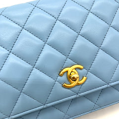 Chanel  Lambskin Quilted Pearl Crush Mini Rectangular Flap Light Blue