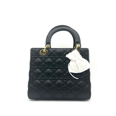 Christian Dior  Lambskin Cannage Medium Lady Dior Black