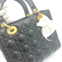 Christian Dior  Lambskin Cannage Medium Lady Dior Black