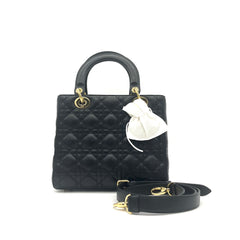 Christian Dior  Lambskin Cannage Medium Lady Dior Black