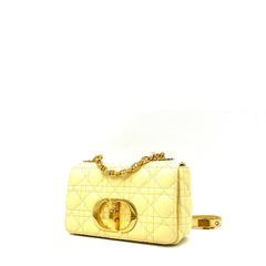 Christian Dior Calfskin Cannage Small Caro Bag Pale Yellow