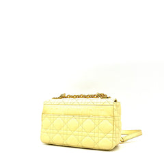 Christian Dior Calfskin Cannage Small Caro Bag Pale Yellow