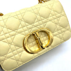 Christian Dior Calfskin Cannage Small Caro Bag Pale Yellow