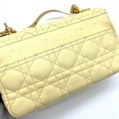 Christian Dior Calfskin Cannage Small Caro Bag Pale Yellow