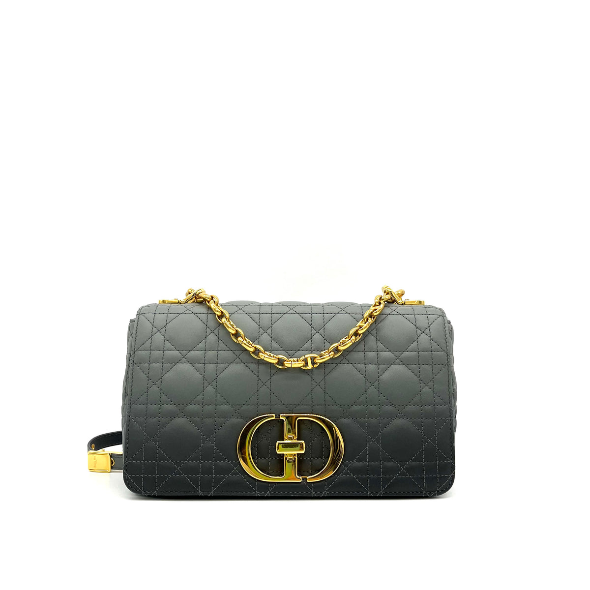 Christian Dior  Lambskin Cannage Medium Caro Bag Grey Stone