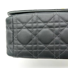 Christian Dior  Lambskin Cannage Medium Caro Bag Grey Stone