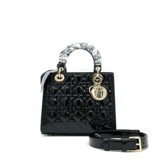 Christian Dior  Patent Cannage Medium Lady Dior Black