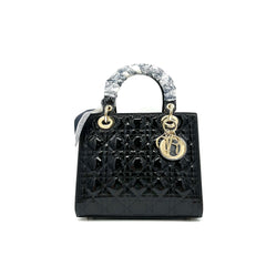 Christian Dior  Patent Cannage Medium Lady Dior Black