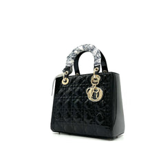 Christian Dior  Patent Cannage Medium Lady Dior Black