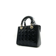 Christian Dior  Patent Cannage Medium Lady Dior Black